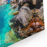 Greek Island Artwork - Santorini Canvas Prints with Coastal Village