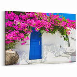 Santorini Canvas Prints - Greek Island Artwork with Floral Charm