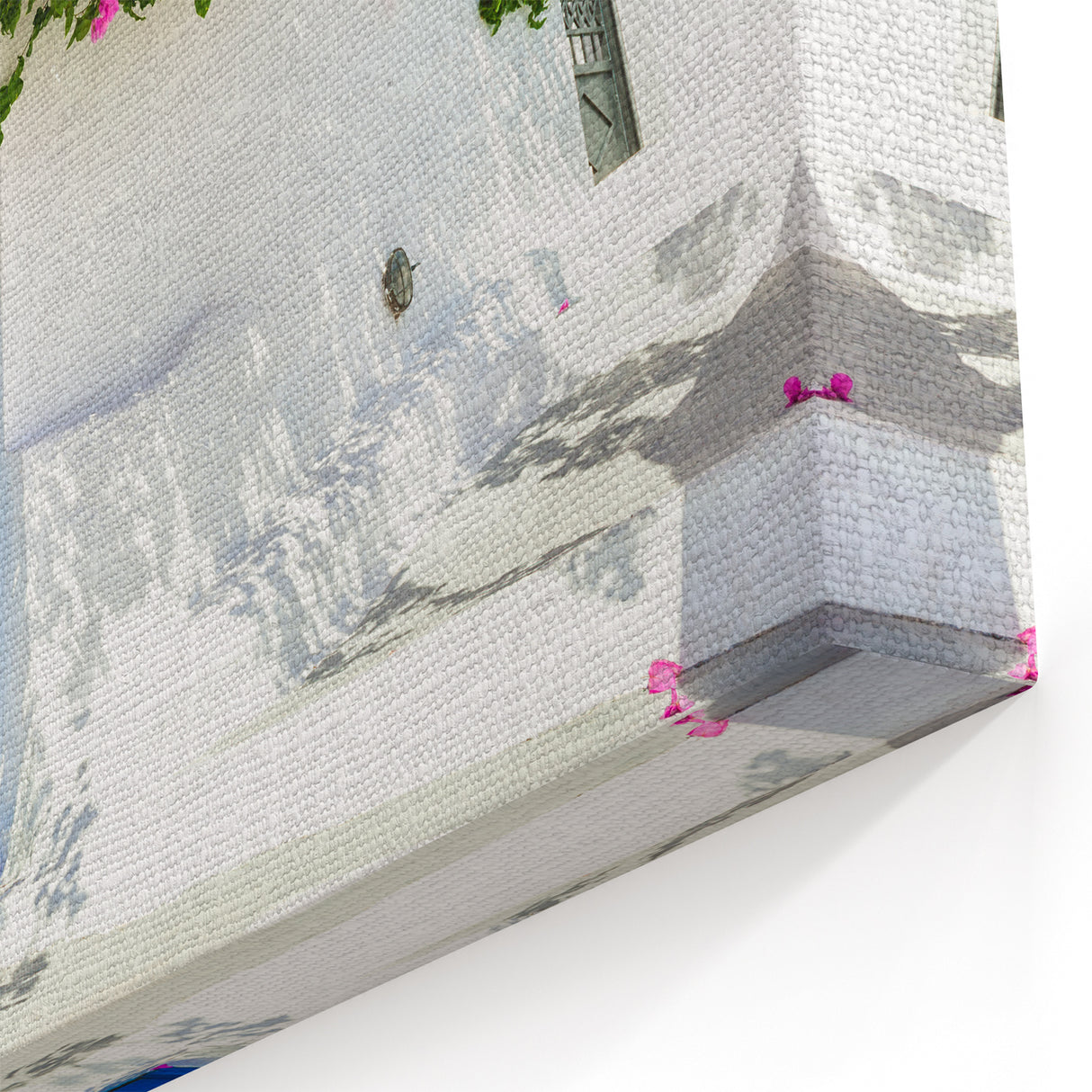 Santorini Canvas Prints - Greek Island Artwork with Floral Charm