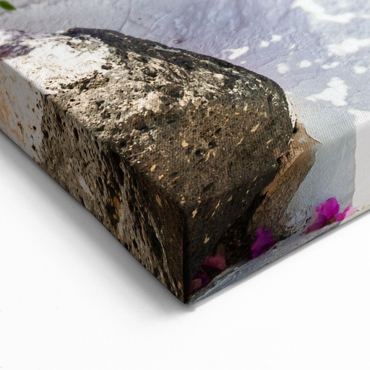 Santorini Canvas Prints - Greek Island Artwork with Floral Charm