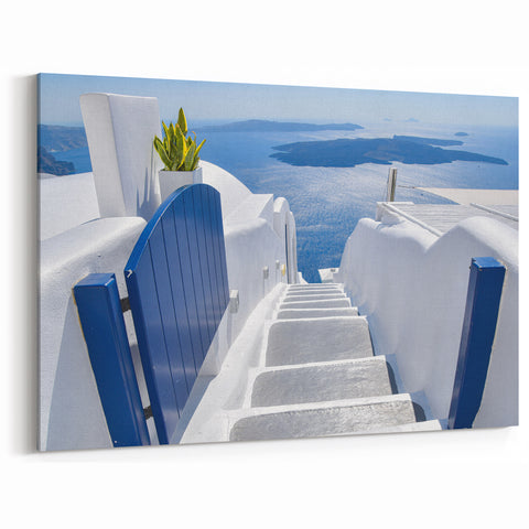 Santorini Wall Art – Scenic Greek Island Artwork with Aegean Sea View