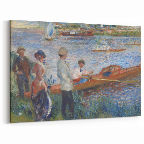 Pierre-Auguste Renoir Paintings – Impressionist Art Print of Rowers and Riverbank Scene