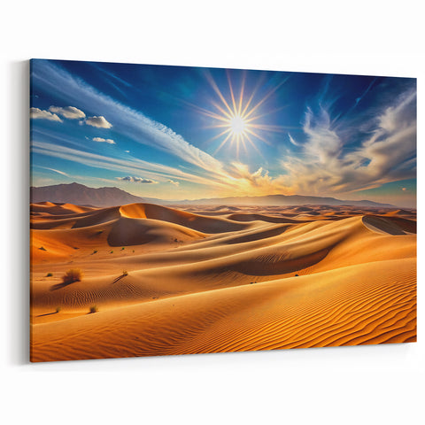 Majestic Sunlit Sandscape Art - Golden Desert Dunes Canvas