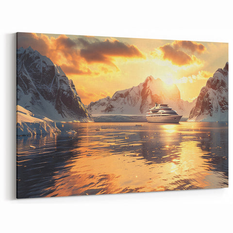 Luxury Ship at Sunset – Nautical Wall Art | Vintage Maritime Art Print