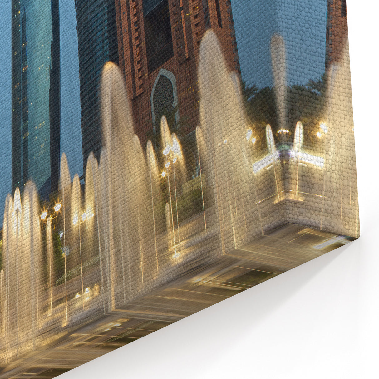 Modern Abu Dhabi Skyline Art - Etihad Towers Canvas Print with Fountains