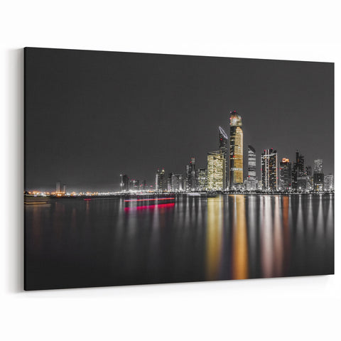 Abu Dhabi Cityscape Night Canvas - Modern Skyline Wall Art