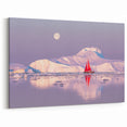 Greenland Nature Canvas - Red Sailboat with Arctic Ice and Full Moon
