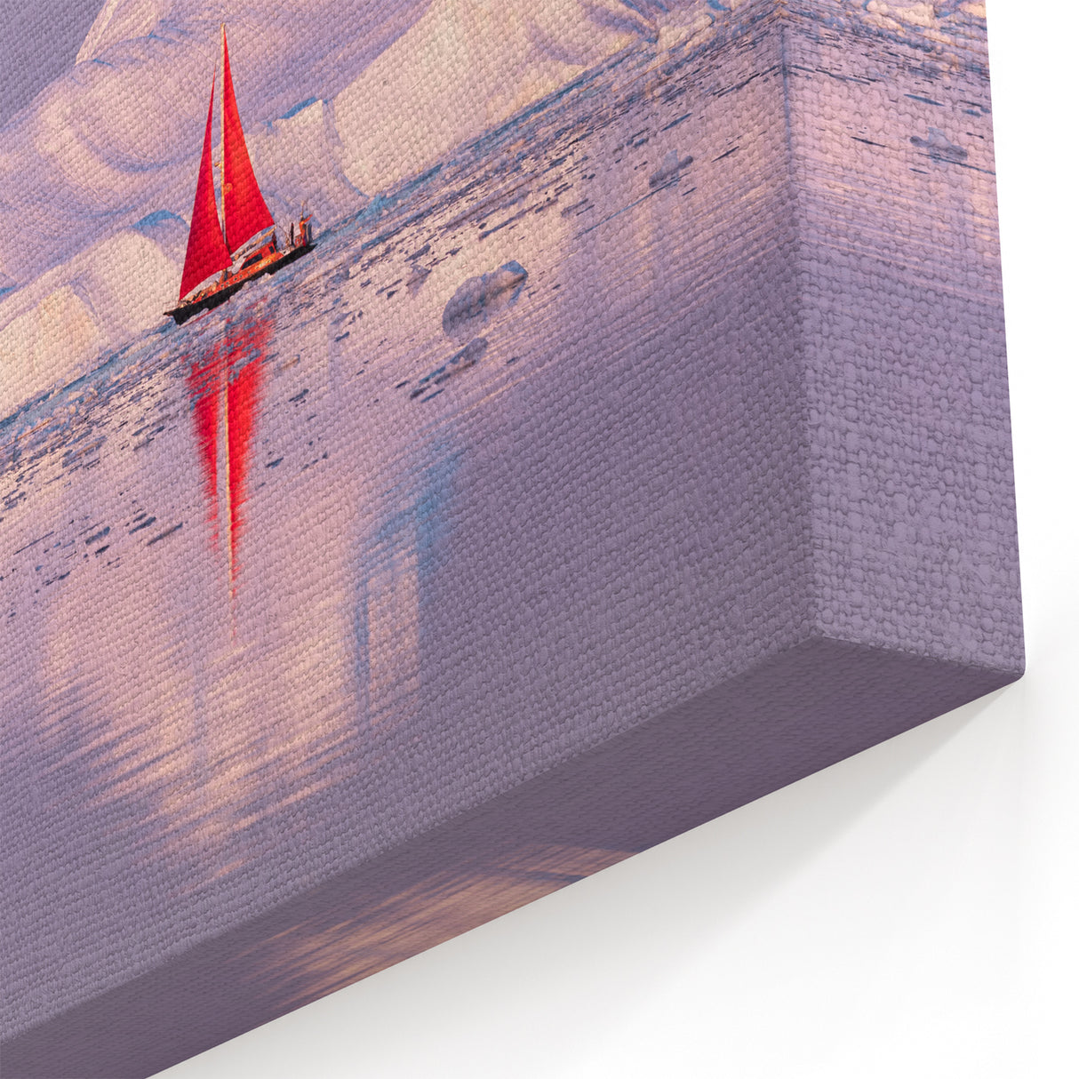 Greenland Nature Canvas - Red Sailboat with Arctic Ice and Full Moon