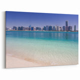 Serene Beach Cityscape Canvas Print - Abu Dhabi Skyline Coastal Art