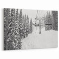 Vail Ski Resort Art - Black and White Snowy Ski Lift in Winter Forest