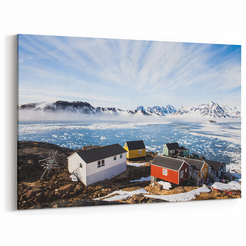 Greenland Landscape Art - Colorful Arctic Village Scenic Wall Decor