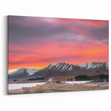 Canterbury Wall Art - New Zealand Sunset Over Mountains and Church