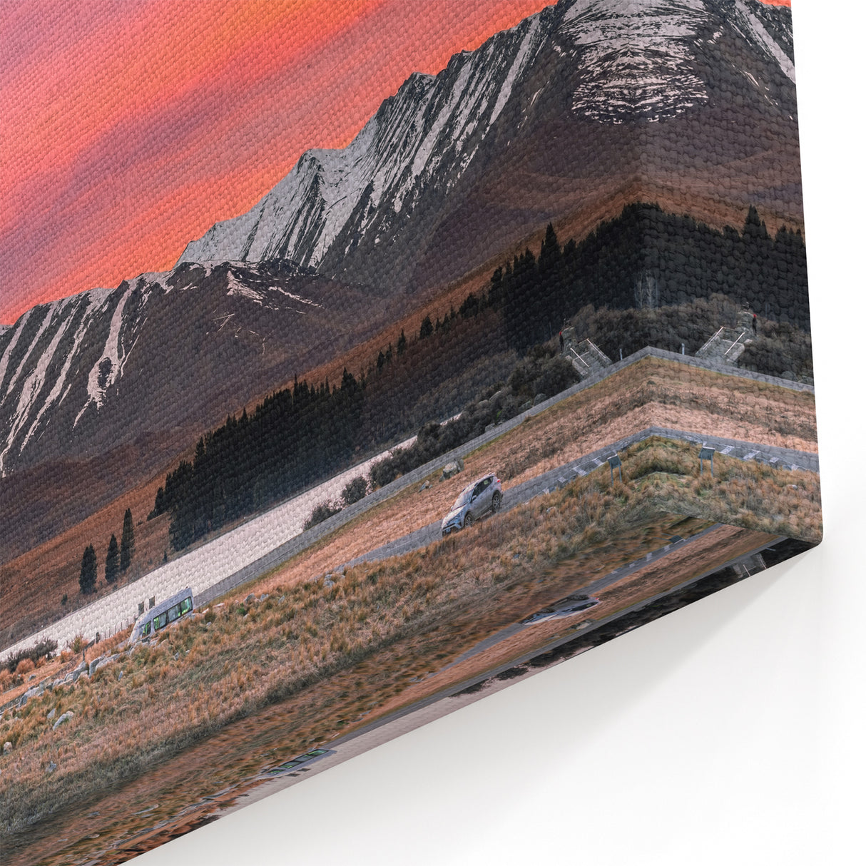 Canterbury Wall Art - New Zealand Sunset Over Mountains and Church