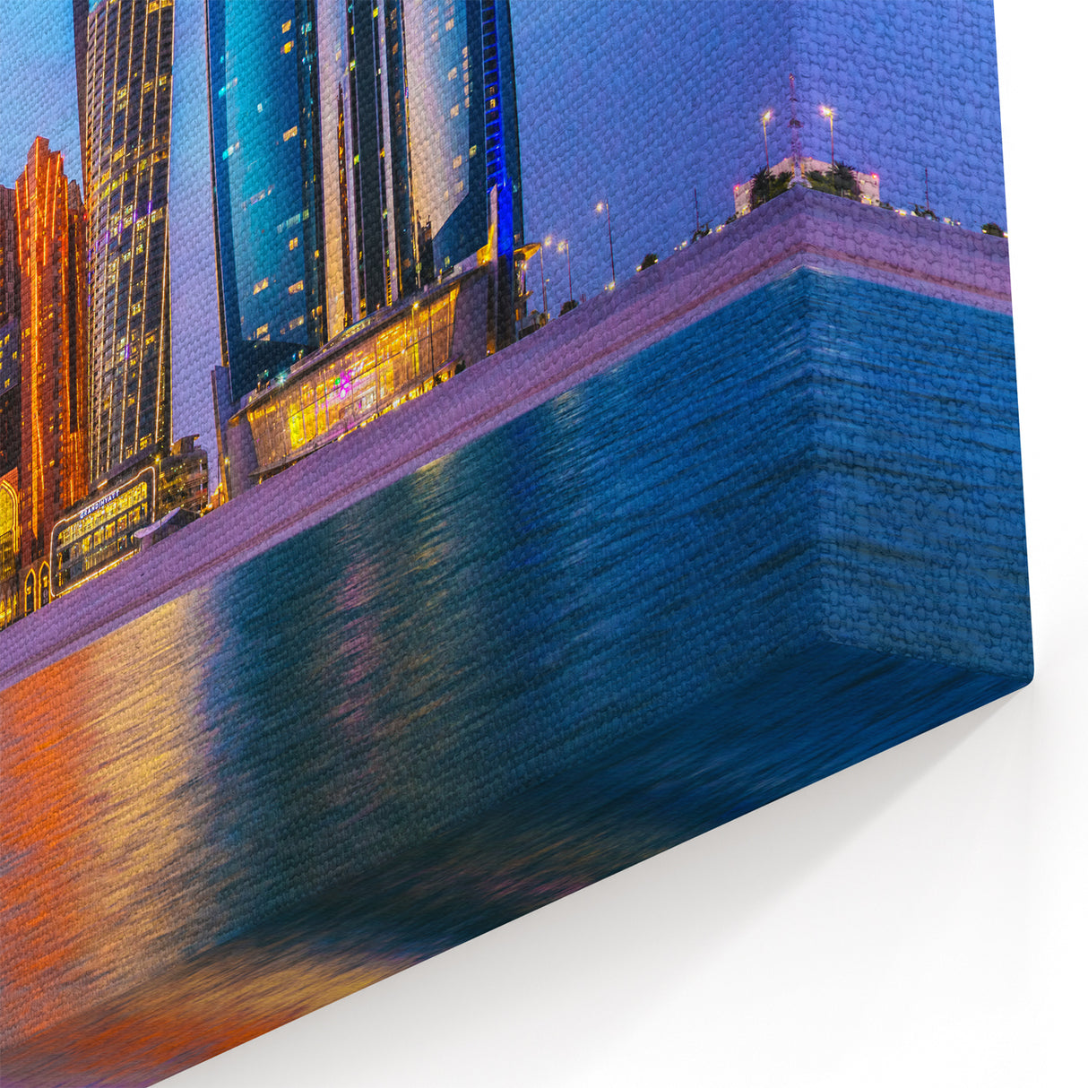 Etihad Towers Canvas - Vibrant Abu Dhabi Skyline Wall Art at Sunset