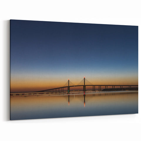 Tranquil Skyline Reflection Wall Art - Abu Dhabi Bridge Sunset Canvas