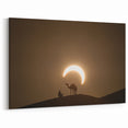 Camel Silhouette Eclipse Canvas - Dramatic Abu Dhabi Desert Wall Art
