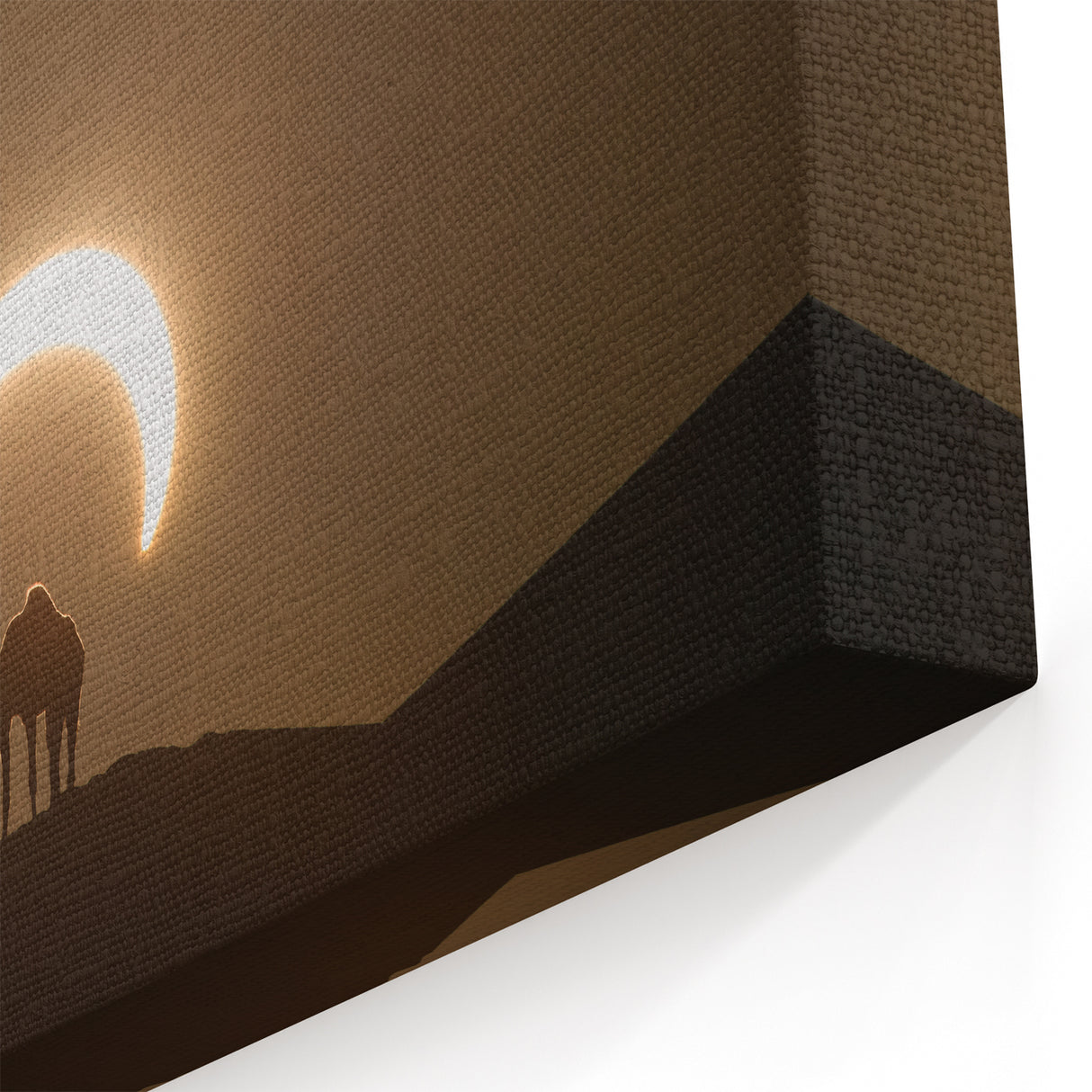 Camel Silhouette Eclipse Canvas - Dramatic Abu Dhabi Desert Wall Art