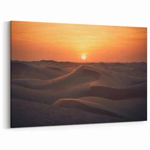 Abu Dhabi Desert Sunset Canvas - Serene Sand Dunes Wall Art