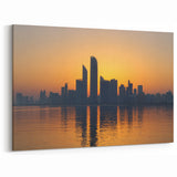 Vibrant Cityscape Reflection Wall Art - Abu Dhabi Sunset Skyline Canvas