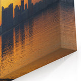 Vibrant Cityscape Reflection Wall Art - Abu Dhabi Sunset Skyline Canvas