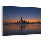 Sophisticated City Silhouette Art - Abu Dhabi Sunset Skyline Canvas