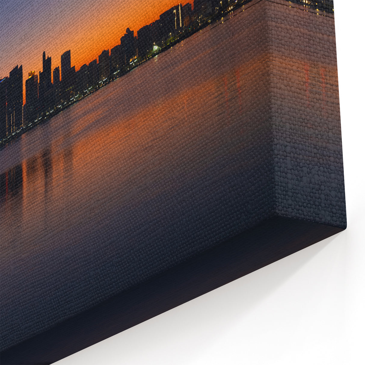 Sophisticated City Silhouette Art - Abu Dhabi Sunset Skyline Canvas