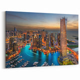 Dubai Marina Skyline Art - Vibrant Dubai Canvas Prints Featuring Iconic Night Views
