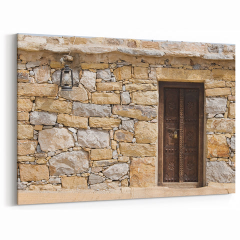 Traditional Middle Eastern Wall Art - Rustic Stone and Wooden Door Canvas Prints