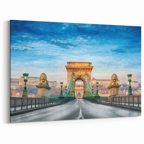 Budapest Cityscape Art - Hungarian Art Prints of Chain Bridge