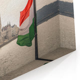 Hungary Travel Posters - Budapest Cityscape Art with Parliament & Flag