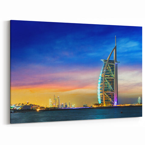 Burj Al Arab Sunset Art - Stunning Dubai Canvas Prints Featuring Iconic Skyline