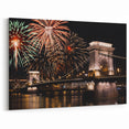 Hungary Wall Art - Fireworks Over Chain Bridge Budapest Cityscape