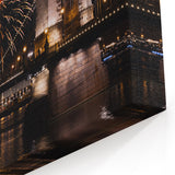 Hungary Wall Art - Fireworks Over Chain Bridge Budapest Cityscape