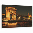 Budapest Cityscape Art - Chain Bridge Illuminated at Night