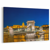 Budapest Cityscape Art - Chain Bridge and Buda Castle Night View