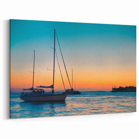 Florida Keys Wall Art – Coastal Sunset Canvas with Nautical Ocean Photography