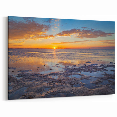 Florida Keys Beach Sunset Wall Art – Coastal Bridge and Ocean Scenery