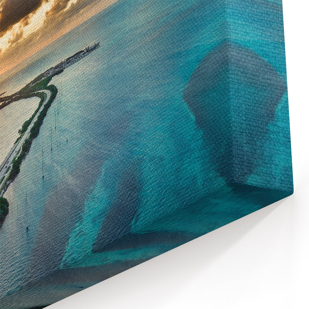 Florida Keys Aerial Sunset Wall Art – Coastal Road and Ocean Scenery