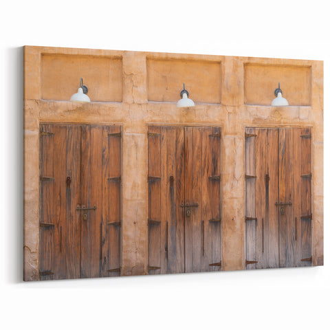 Rustic Middle Eastern Doors Art - Stunning Canvas Prints Featuring Traditional Wooden Design