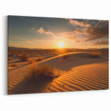 Golden Desert Sunset Art - Captivating Canvas Prints Featuring Scenic Sand Dunes