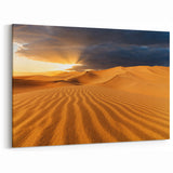 Golden Desert Dunes Art - Stunning Canvas Prints Featuring Dramatic Sunlit Sandscape