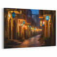 Middle Eastern Lantern Street Art - Captivating Canvas Prints Featuring Vibrant Night Scene
