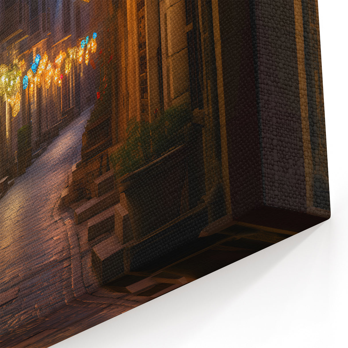 Middle Eastern Lantern Street Art - Captivating Canvas Prints Featuring Vibrant Night Scene