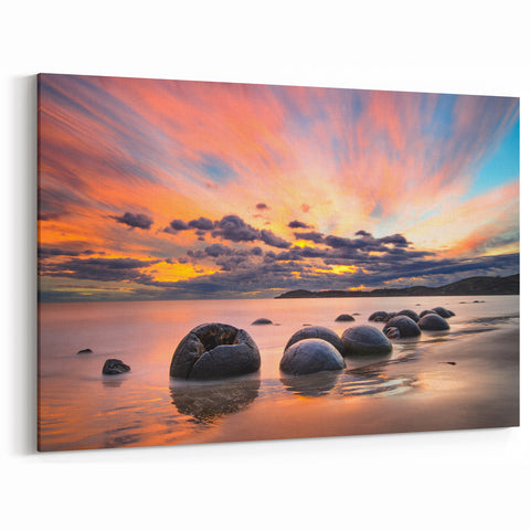 Otago Wall Art - Central Otago Canvas  Moeraki Boulders at Sunset