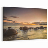 Otago Wall Art - Central Otago Canvas  Moeraki Boulders Sunset Print