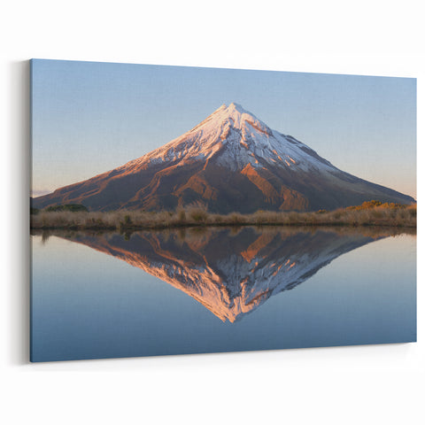Taranaki Wall Art – New Zealand Scenery Art with Mountain Reflection