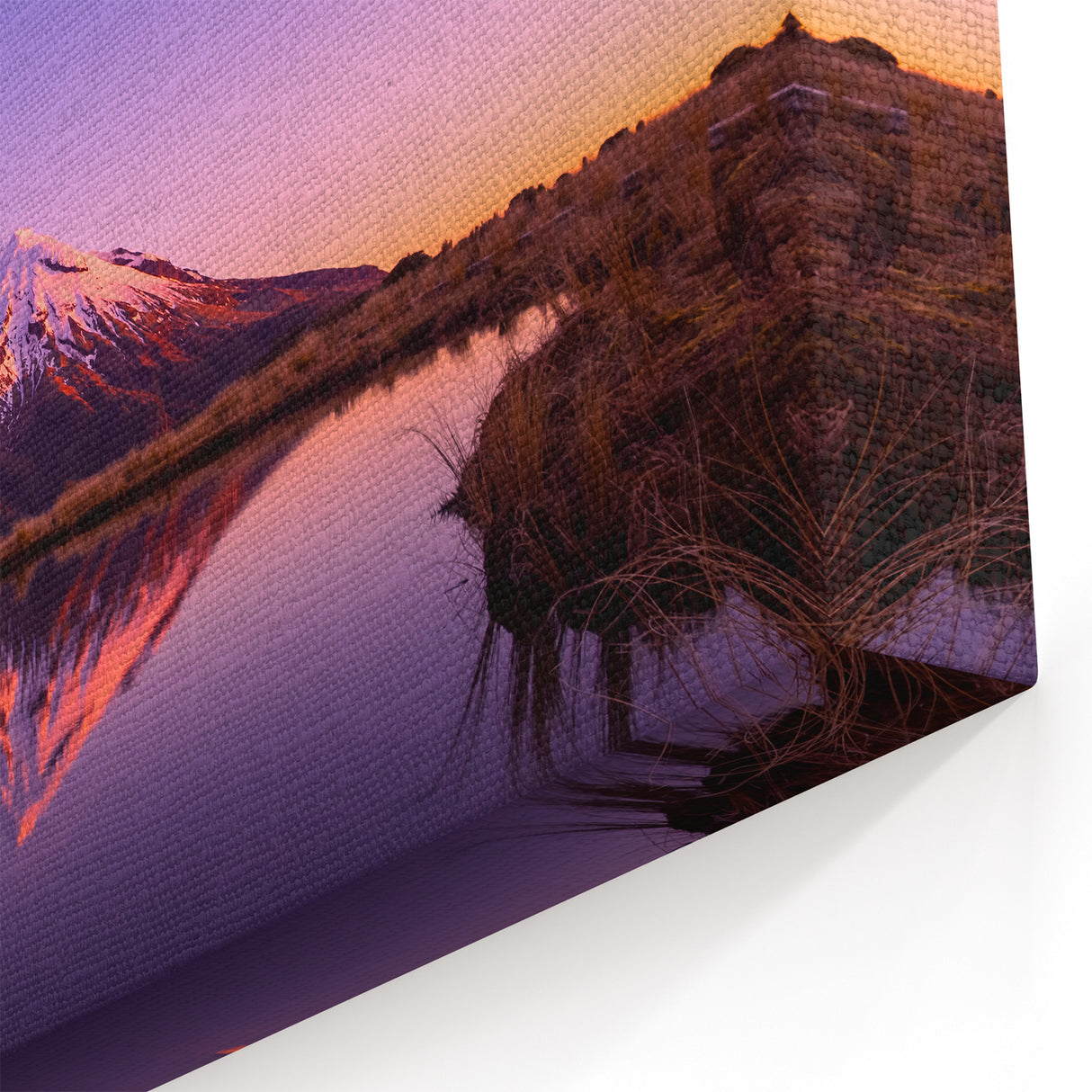 Taranaki Mountain Canvas – New Zealand Coastal Art with Sunset Reflection