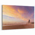 Daytona Wall Art - Serene Beachfront with Golden Sunrise and Cityscape