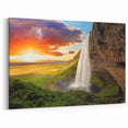 Iceland Waterfall Art – Seljalandsfoss Sunset Canvas