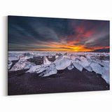 Iceland Photography – Diamond Beach at Sunset Canvas